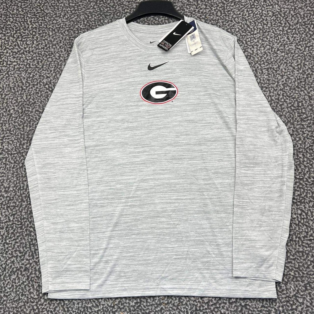 Nike Georgia Bulldogs NCAA Dri-Fit Shirt Men Large Gray Long Sleeve New L